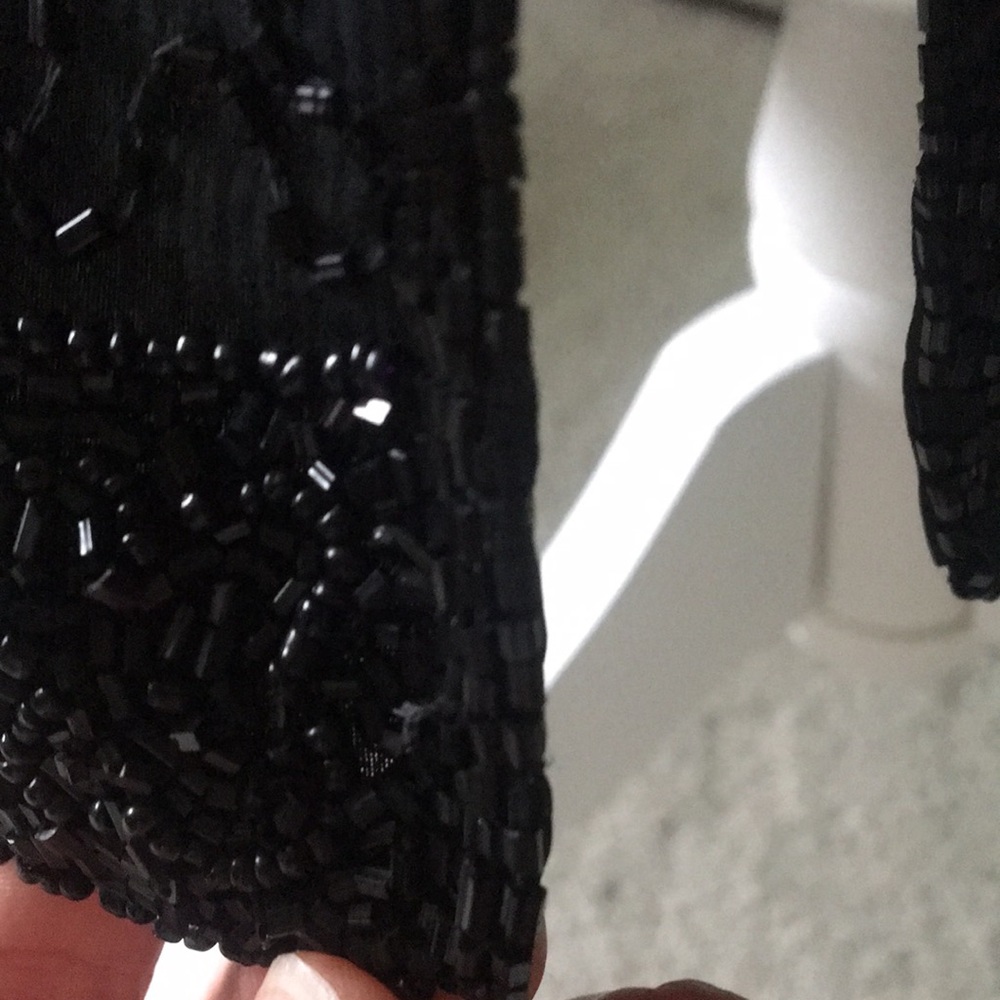 Laurence Kazar NEW YORK black beaded lined cocktail dress 100% silk - Picture 7 of 8